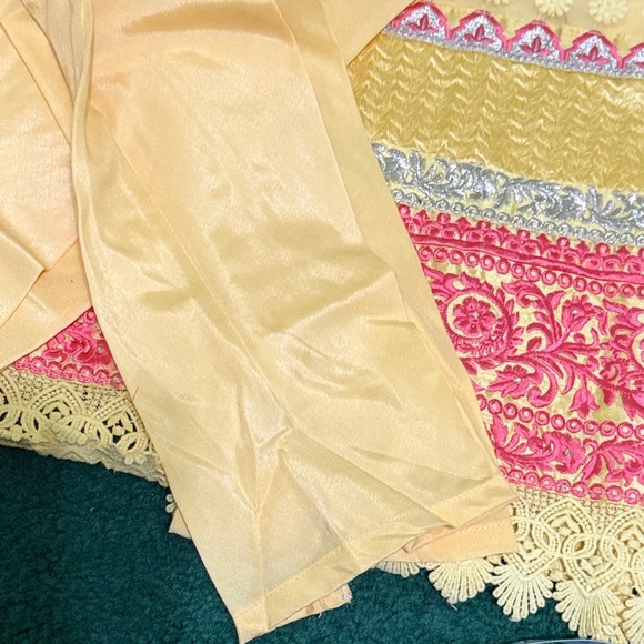 Yellow and Pink Embroidered kameez set - Picture 7 of 13